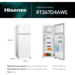 Hisense Frigorífico Blanco 206L 2 Puertas RT267D4AWE - Imagen 9