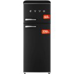 EVVO Frigorífico Negro Dos Puertas 45L 170L Clase E F45