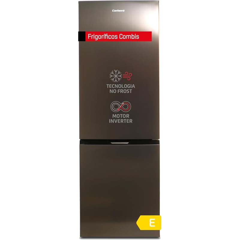 xcUvEtFOLL Frigorífico Combinado Inox 310 L 40 dB Clasificación E 63 x 59,5 x 188 cm CCH18564NFX Corberó - Imagen 1