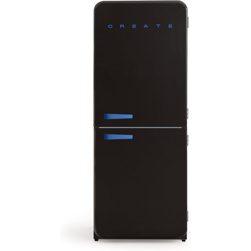 jDQhQatqxy CREATE RETRO FRIDGE COMBI 185 Frigorífico combi 401 L NoFrost Clase energética E Negro Maneta Azul Cobalto - Imagen 1