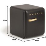 Frigorífico RETRO FRIDGE 50 48 L 39 dB Negro Maneta Madera Clase energética F CREATE - Imagen 4